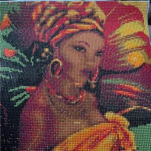 Handmade “African Queen” diamond art painting.